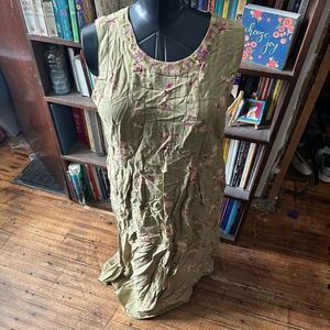 April Cornell vintage embroidered floral jumper dress